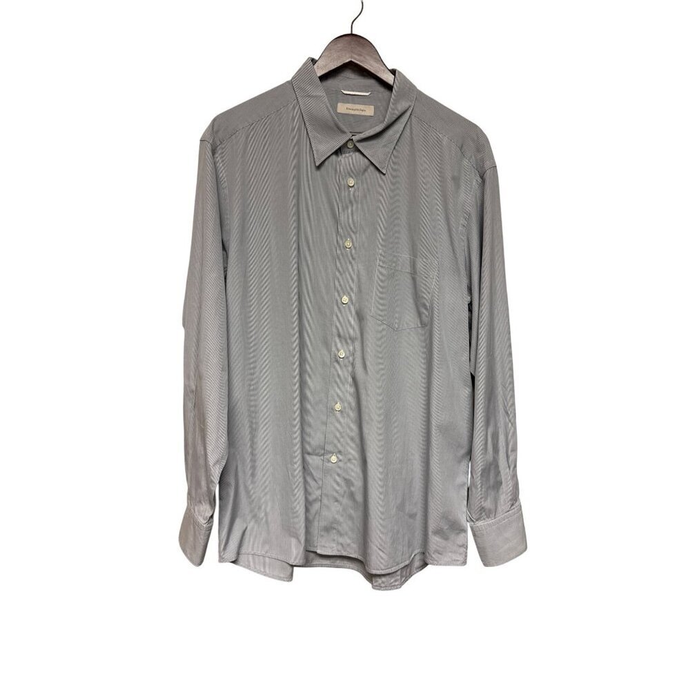 Ermenegildo Zegna Men's Dress Shirt Grey Button Down Collared Large XL